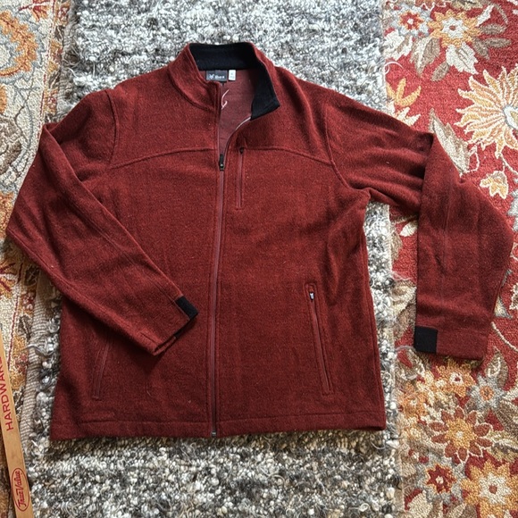 Ibex Scout Jura Merino Wool Bucle Jacket full zip sweater beautiful red brick XL - Picture 2 of 12